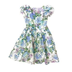 Jennie Annie Dots Girls VTG floral dress, size 7